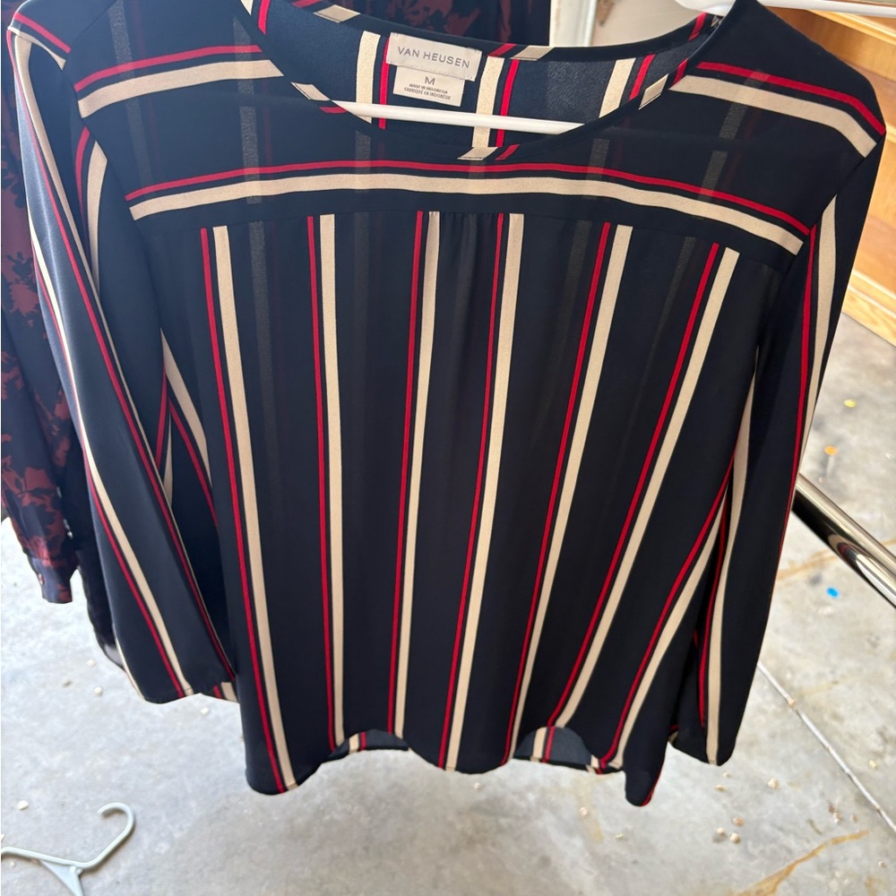 Van Heusen Women's Striped Black Top